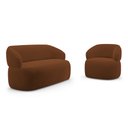 Ver imagem 1 de Kit Poltrona Giratória e Sofá Orgânico Living Glee 03 Lugares 170cm Veludo Terracota - Desk Design