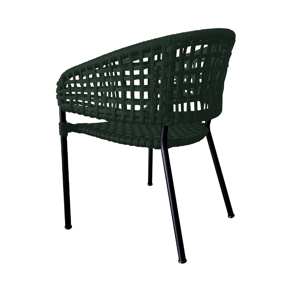 Kit 6 Cadeiras Sol Corda Náutica Base em Alumínio Preto/verde Musgo - 3