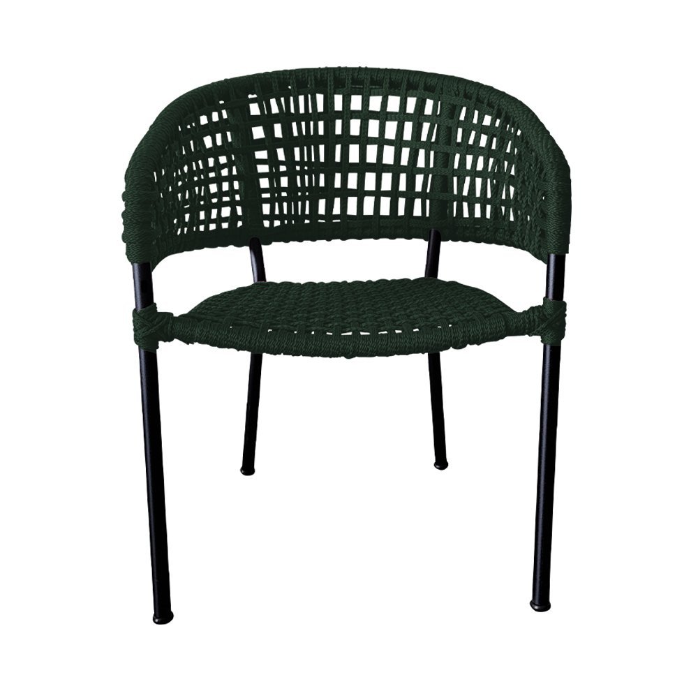 Kit 6 Cadeiras Sol Corda Náutica Base em Alumínio Preto/verde Musgo - 4
