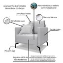 Ver mais imagens de Kit Poltrona e Sofá Living 2 Lugares 1,80m Sirius Linho Cinza Pés Metálicos - Pallazio