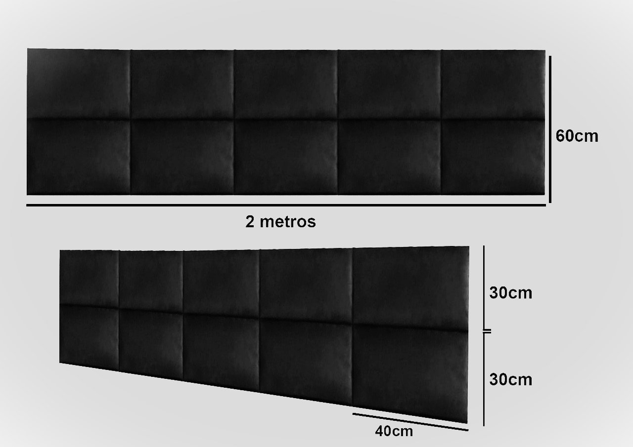 Cabeceira para Cama Box Modular Adesiva Sued Aveludado 30x40 Azul - 2