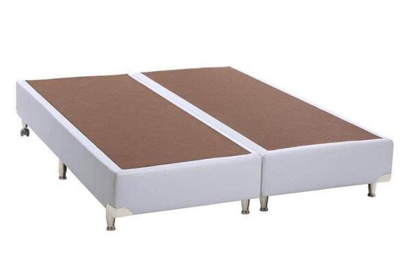 Cama Box Base Casal Bipartido Poliester (138x188) - Branco