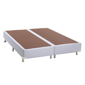 Cama Box Base Casal Bipartido Poliester (138x188) - Branco