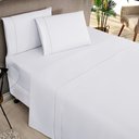 Ver imagem 1 de Jogo Cama Lençol Home Basic King 180 Fios c/ Ponto Palito 4 Peças - Branco