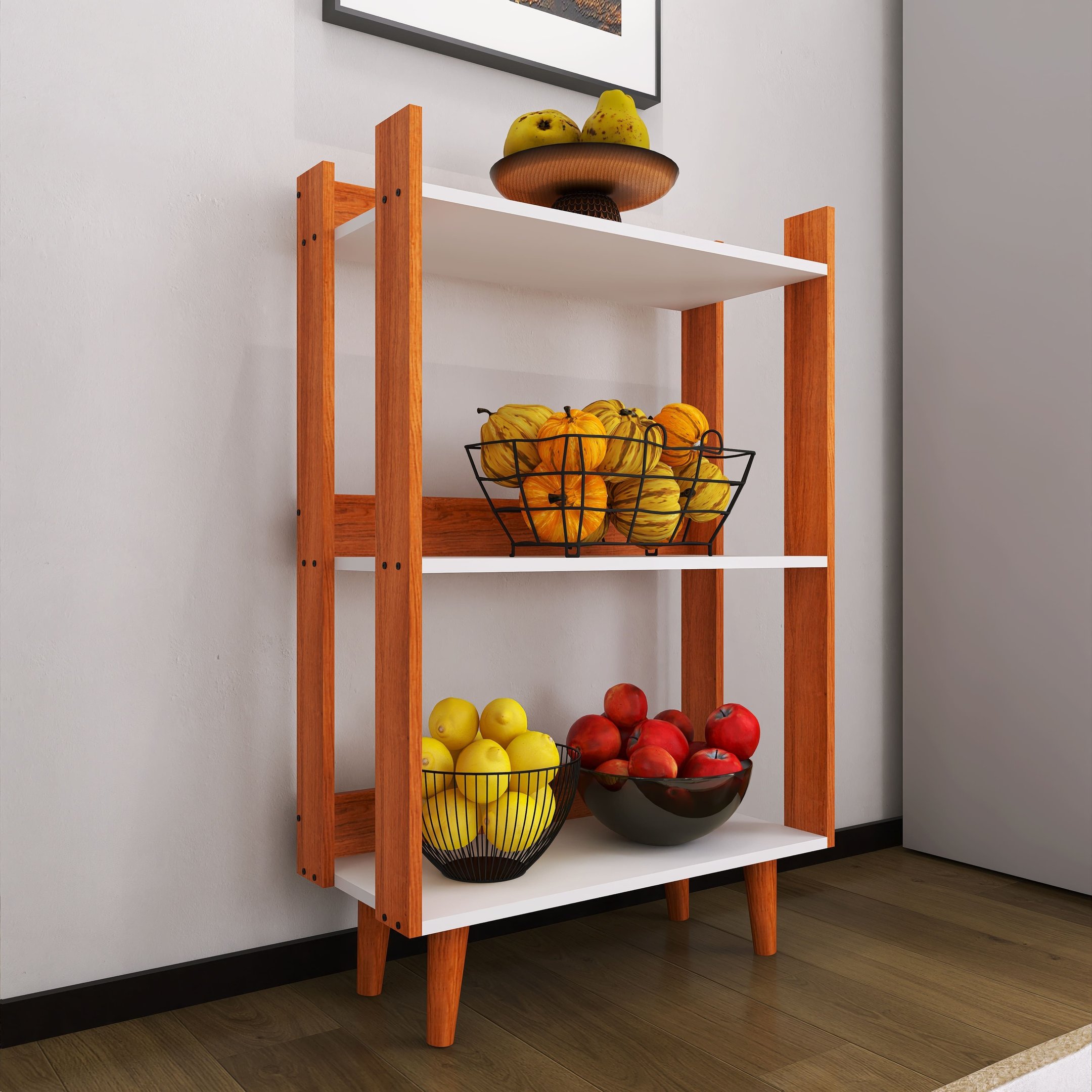 Fruteira para Cozinha com 1 Prateleira com Pés Palito - Nature com ...