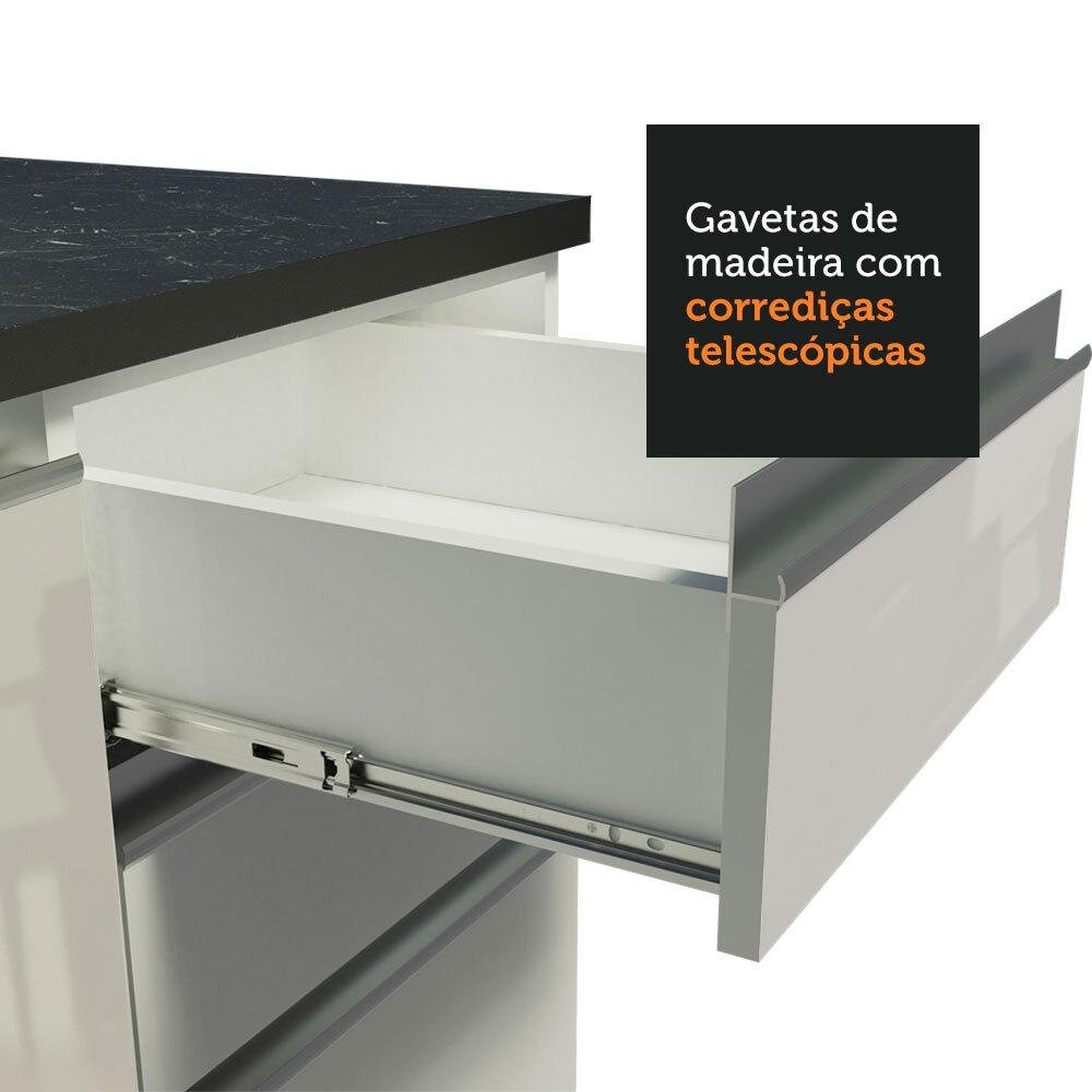 Kit com 2 Balcões de Cozinha Madesa Acordes 100% MDF (Sem Tampo e Pia) Frentes Branco Brilho - 9