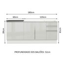 Ver imagem 4 de Kit com 2 Balcões de Cozinha Madesa Acordes 100% MDF (Sem Tampo e Pia) Frentes Branco Brilho