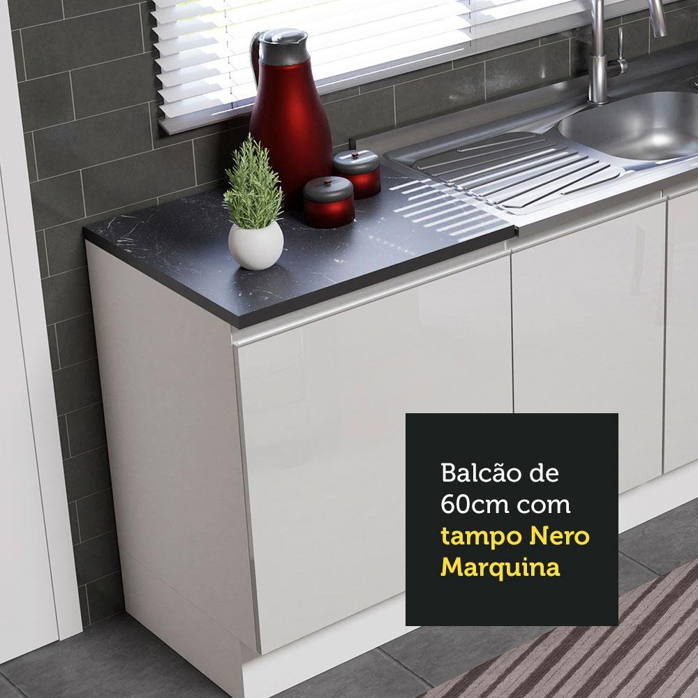 Kit com 2 Balcões de Cozinha Madesa Acordes 100% MDF (Sem Tampo e Pia) Frentes Branco Brilho - 8