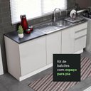 Ver imagem 7 de Kit com 2 Balcões de Cozinha Madesa Acordes 100% MDF (Sem Tampo e Pia) Frentes Branco Brilho