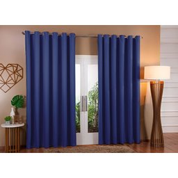 Cortina Blackout em Tecido Corta Luz 3,00x2,80 Sala e Quarto Azul Marinho - 1