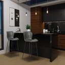Ver imagem 2 de Kit 5 Banquetas Alta com Encosto para Bancada Cozinha Penha R02 PU Cinza Chumbo - Mpozenato