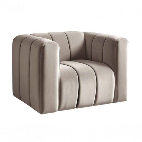 Poltrona Mona Veludo com Apoio para Braços Capuccino 250 Bella Decor
