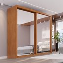 Ver imagem 1 de Guarda-Roupa Casal 2 Portas Espelhadas de Correr 3 Gavetas MDF Pietro Laranja/Rubi