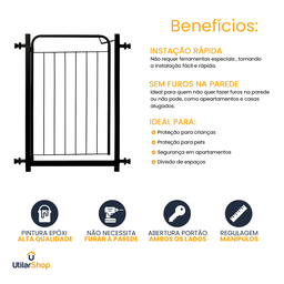Portão Pet Proteção Criança Bebê Cachorro Cão Small com Extensor 10cm Itagold - 3