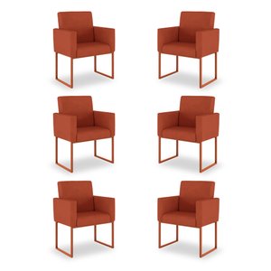 Kit 06 Poltronas Cadeira/sala Terracota - Base Ferro Cobre