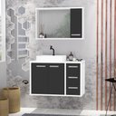Ver imagem 1 de Gabinete para Banheiro com Cuba e Espelho Incluso Turin 80 - Branco / Preto