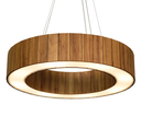 Ver imagem 1 de Lustre Pendente Anel Ripado 60cm - Madeira Amêndola, Bivolt