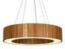 Ver imagem 4 de Lustre Pendente Anel Ripado 60cm - Madeira Amêndola, Bivolt