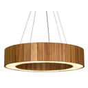 Ver imagem 4 de Lustre Pendente Anel Ripado 60cm - Madeira Amêndola, Bivolt