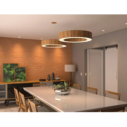 Lustre Pendente Anel Ripado 60cm - Madeira Amêndola, Bivolt - 3