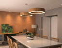 Ver imagem 3 de Lustre Pendente Anel Ripado 60cm - Madeira Amêndola, Bivolt