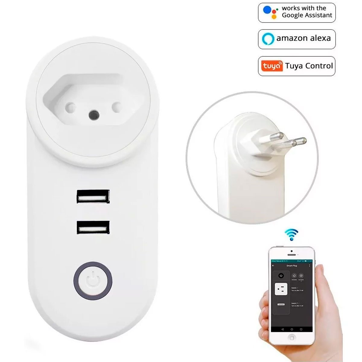 Kit 2 Tomadas Inteligentes Lspa2 Wifi Celular Usb Alexa Google Home 10a Branco - 15