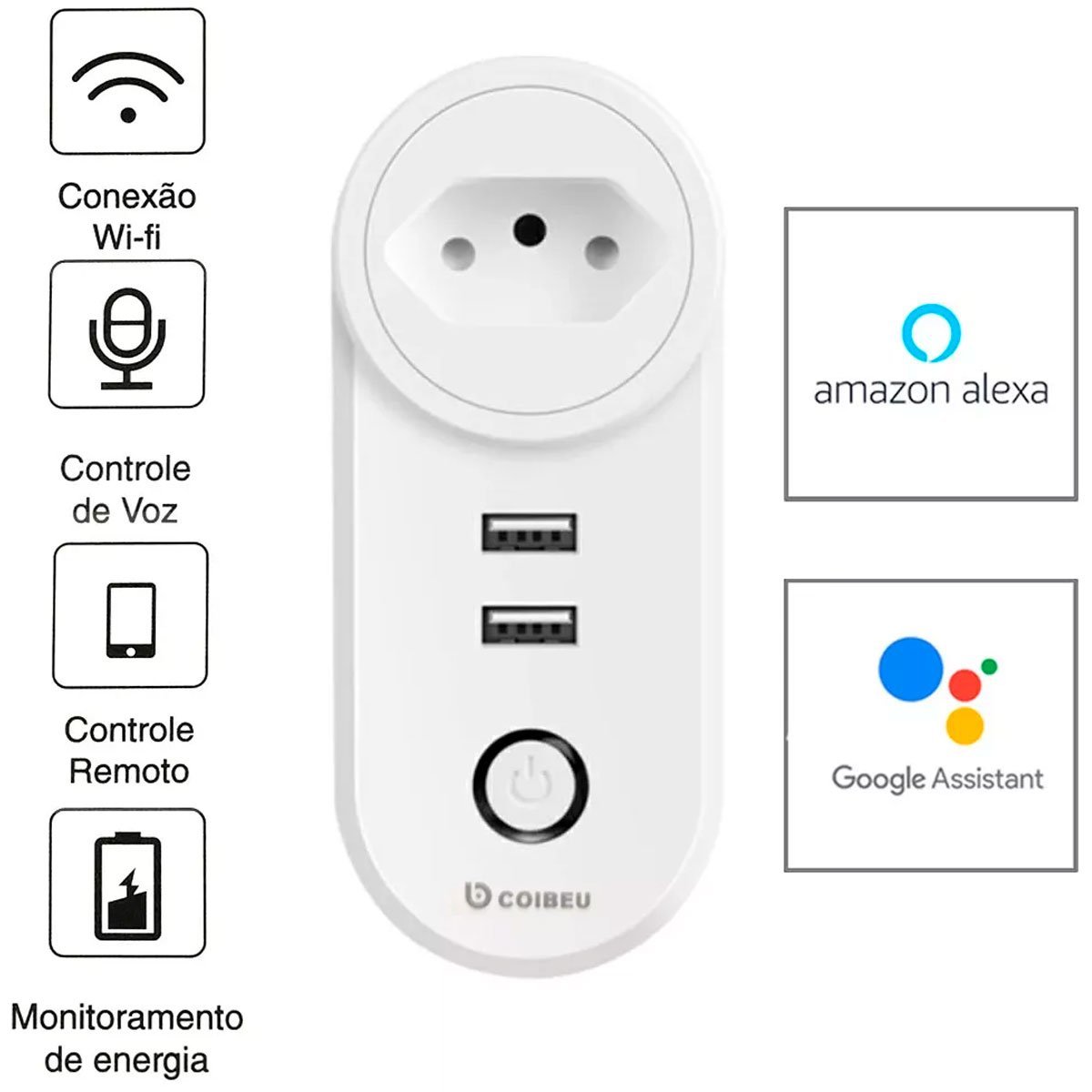 Kit 2 Tomadas Inteligentes Lspa2 Wifi Celular Usb Alexa Google Home 10a Branco - 8