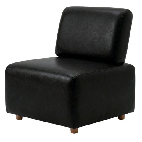 Poltrona Modular Block com Pés Torneados em Madeira e Revestimento em Courino Café Milani