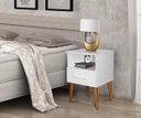 Ver imagem 5 de Kit 2 Mesa de Cabeceiras Retrô 1 Gaveta Branco Pés Mesa Cabeceiras