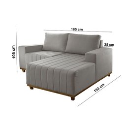Sofá Fixo com Chaise 185cm Boreal Linho com Molas Lado Direito Meu Sofá Online - 5