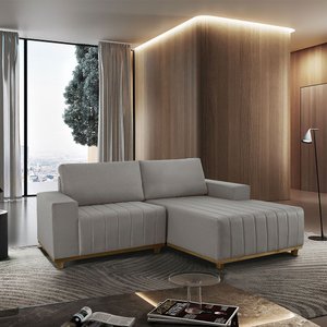 Sofá Fixo com Chaise 185cm Boreal Linho com Molas Lado Direito Meu Sofá Online