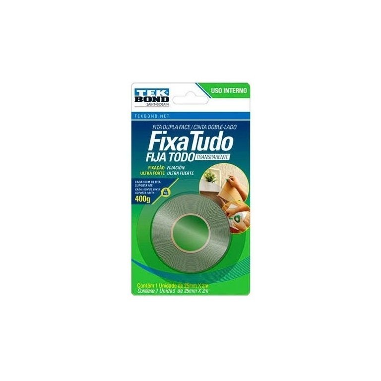 Fita Acrílica Dupla Face 25mm x 2m - Interior - Tekbond