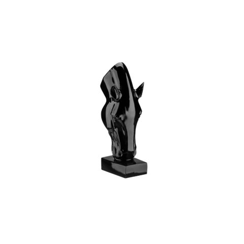 Escultura Estátua Decorativa Cabeça de Cavalo Pequena 50cm:preto Brilho