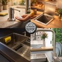 Ver imagem 4 de Kit Cuba Calha Gourmet Cozinha Pia 70x40 + Torneira Slim Monocomando + Acessórios Aço Inox 304 Cozix