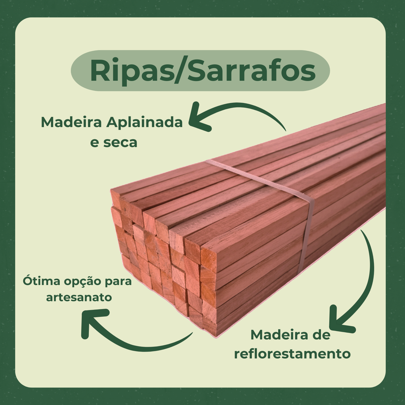 6 Ripas Sarrafos Eucalipto 2x2x100cm Aplainado Artesanato - 5
