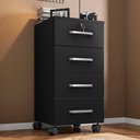 Ver imagem 2 de Gaveteiro Gávea 4 Gavetas Preto Trama com Rodízios - Móveis Leão