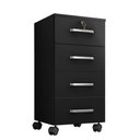 Ver imagem 1 de Gaveteiro Gávea 4 Gavetas Preto Trama com Rodízios - Móveis Leão