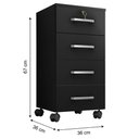 Ver imagem 4 de Gaveteiro Gávea 4 Gavetas Preto Trama com Rodízios - Móveis Leão