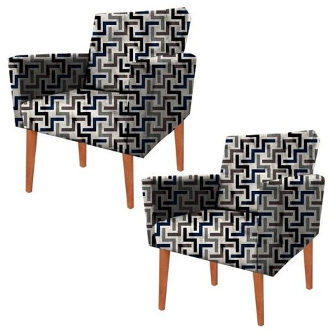 Kit 2 Poltrona Decorativa Nina e Puff e Almofada Suede Absitrato 21