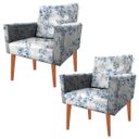 Ver imagem 1 de Kit 2 Poltrona Decorativa Nina e Puff Almofada Suede Folha Azul