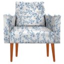 Ver imagem 3 de Kit 2 Poltrona Decorativa Nina e Puff Almofada Suede Folha Azul