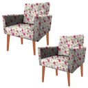 Ver imagem 1 de Kit 2 Poltrona Decorativa Nina e Puff e Almofada Suede Floral 23