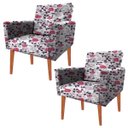 Ver imagem 1 de Kit 2 Poltrona Decorativa Nina e Puff e Almofada Suede Floral 24