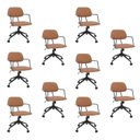 Ver imagem 2 de Kit com 10 Cadeiras Office com Relex em Aço Carbono e Couro Ecologico Dijon Marrom/Caramelo