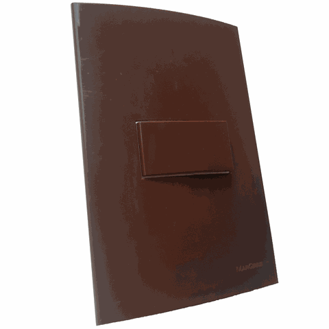 Conjunto 4x2 Linha Marrom Sleek Alto Brilho Margirius 4x2" 1 Interruptor Bipolar Simples 25 a