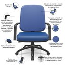 Ver imagem 4 de Kit Cadeira de Escritório Giratória e 2 Cadeiras Fixas Preta Magno P03 Vinil Azul - Lyam Decor