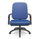 Ver imagem 2 de Kit Cadeira de Escritório Giratória e 2 Cadeiras Fixas Preta Magno P03 Vinil Azul - Lyam Decor