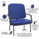 Ver imagem 5 de Kit Cadeira de Escritório Giratória e 2 Cadeiras Fixas Preta Magno P03 Vinil Azul - Lyam Decor