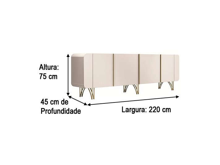 Buffet Salluti 2,20 Off White Hb Moveis - 2