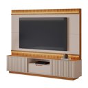 Ver imagem 1 de Home para TV até 85 Atena Ripado em MDF-MDP com Porta de Correr Off White e Cinamomo JCM Movelaria